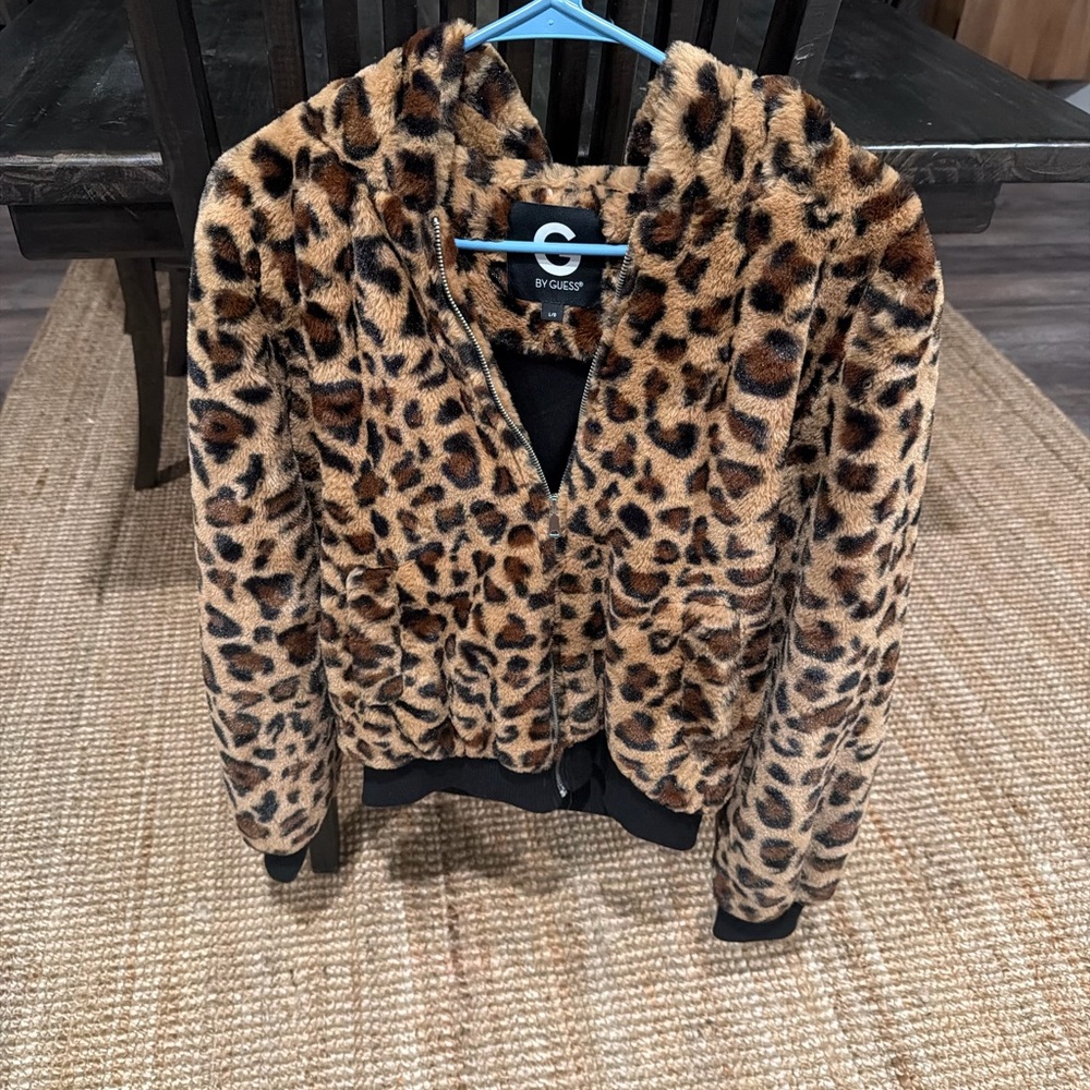 Guess Leopard Print Teddy Jacket - image 1